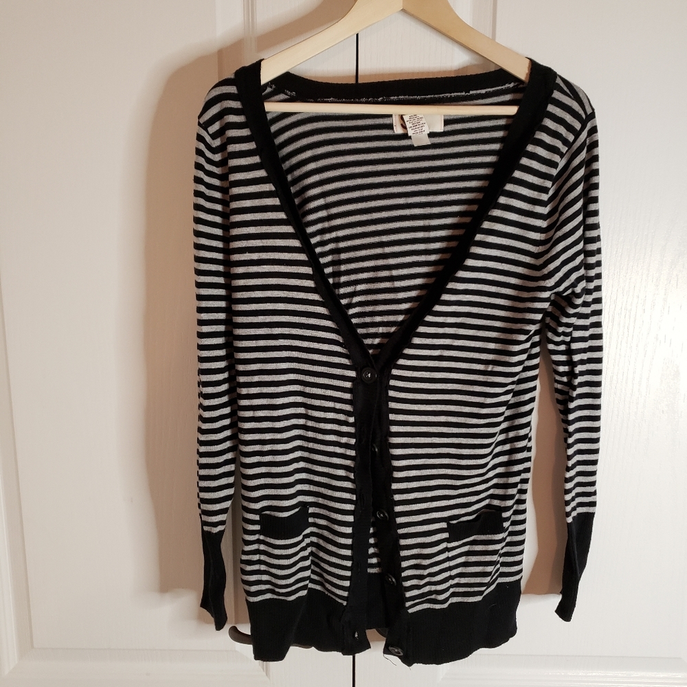 Black striped light weight cardigan